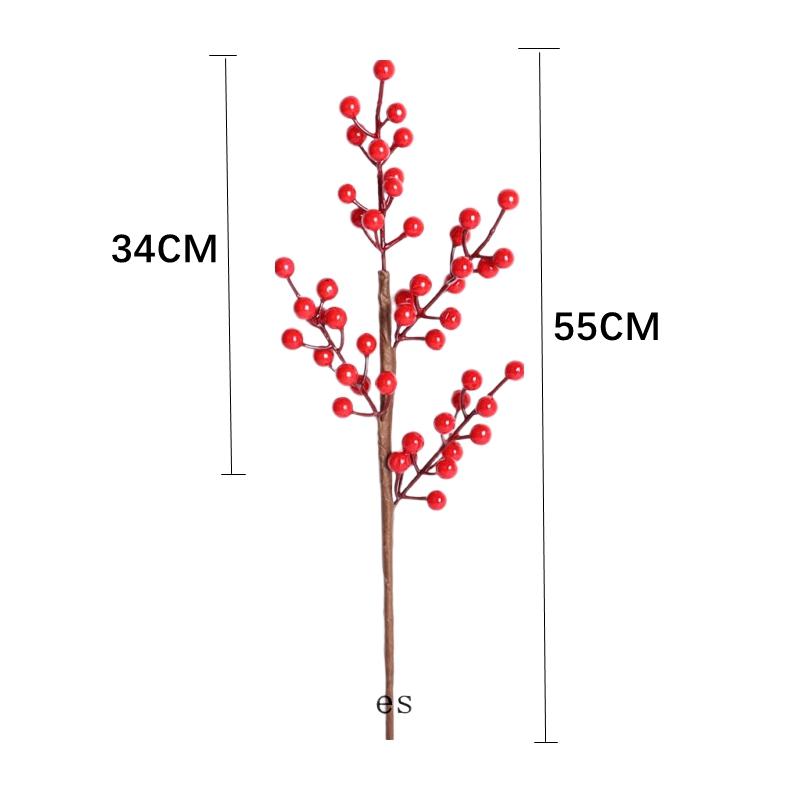 2Pcs Artificial Red Berry Bouquet Stem Fake Plant for Christmas Tree Decoration Home Decor New Year Gift Navidad Party Supplies