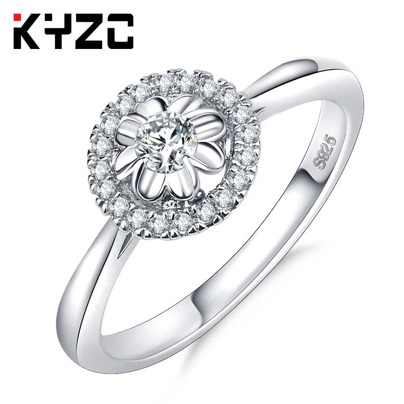 Couple Ring Round Diamond Flower Ring Simple Fashion Ring Female