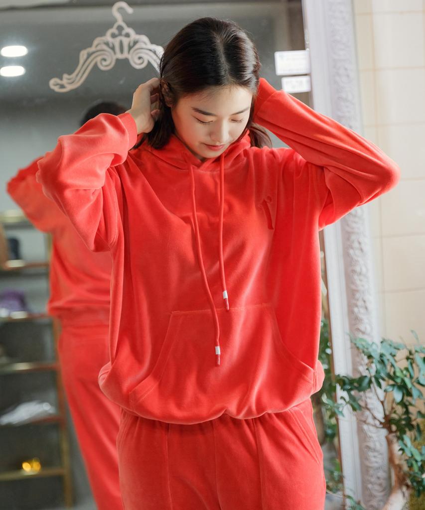 Velvet Sweatshirt Set Hoodie