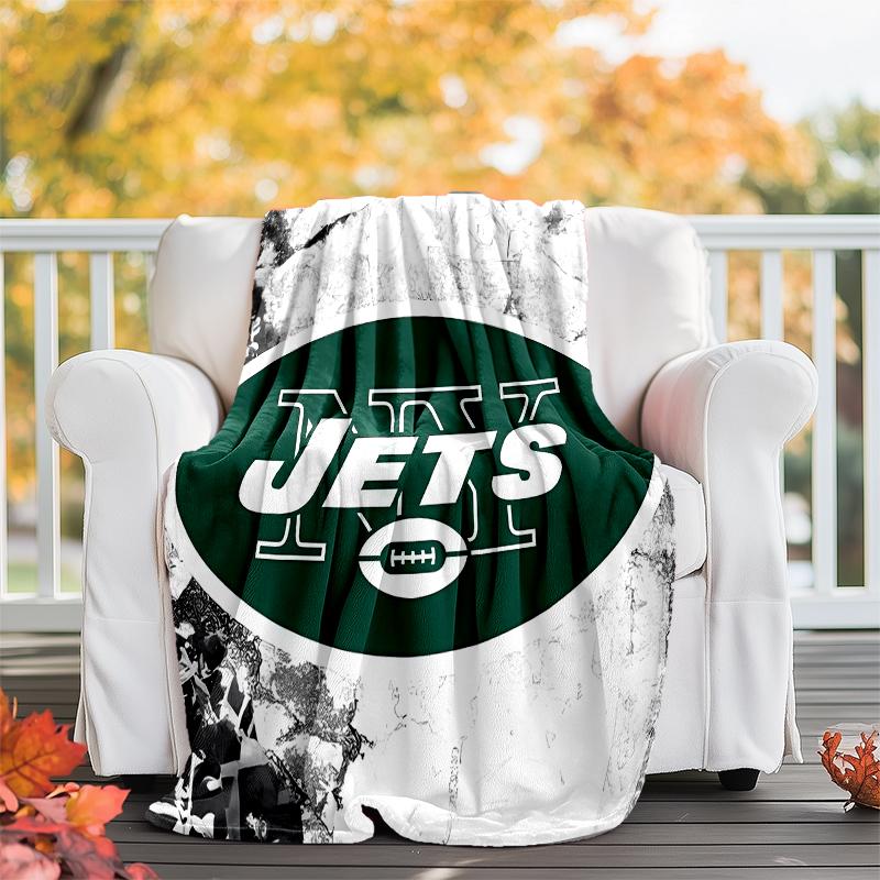 New York Jets logo printed blanket—lightweight,soft,warm;versatile blanket all seasons—perfect as &air-conditioning throw,nap blanket