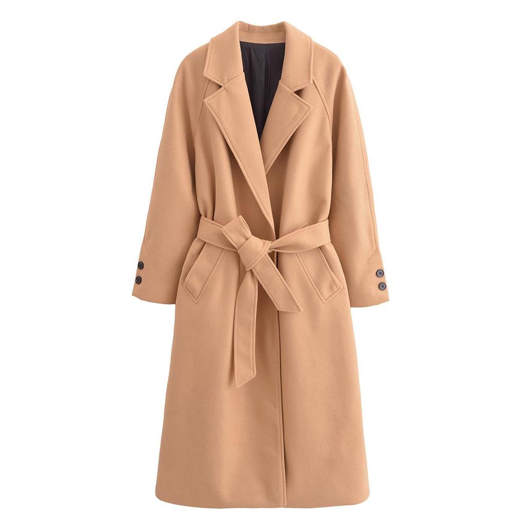 2024 Autumn Women's European & American Style Belted Long Coat