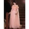 Pink evening dress high-end light luxury niche engagement dress female thin birthday party host temperament dress