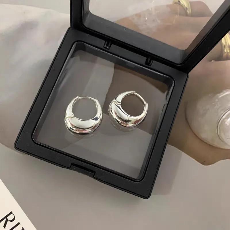 925 Silver Round Hoop Earrings for Women Fashion Chunky Circle Earrings Hypoallergenic Party Jewelry Gift