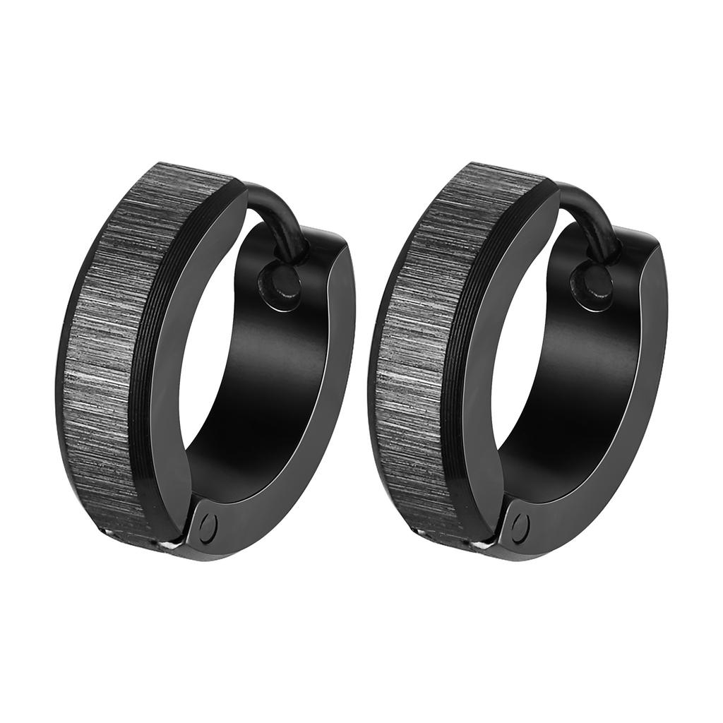 Vnox Anti-Allergie Edelstahl Creolen, Unisex Einfache Metall Huggies Ohrringe, Gebürstete Oberfläche Herren Ohrschmuck
