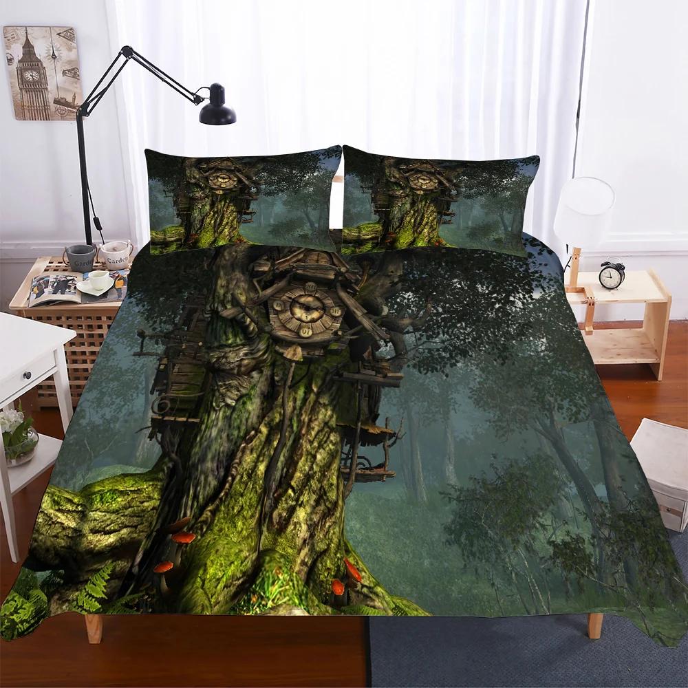 Pastoral Bedding Sets 3d Duvet Cover Set 2/3pcs Bedroom Comforter Set Reactive Printing  Forest, Lowers Scenery Bedlinens 3pcs