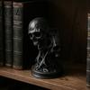 Spooky Bar Decor 3D Printed Double Skull Ornament, Resin Twisted Skeleton Figurine, Gothic Desktop Durable Halloween Table Decorations Statue for Home