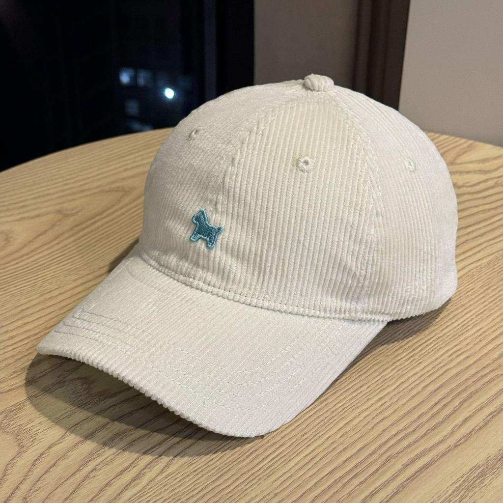 New letter-embroidered corduroy pony casual unisex spring and autumn soft-top baseball cap for outings, sun protection, and fashion