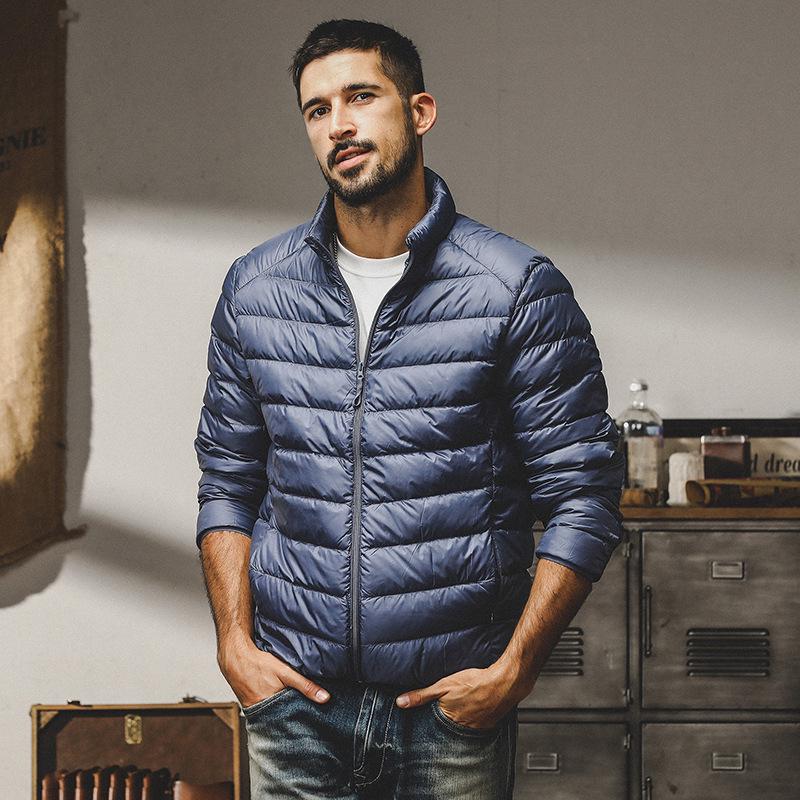 Men's Lightweight Down Jacket - Portable, Anti-static, Winter Hooded for Hiking, Travel, and Mountaineering