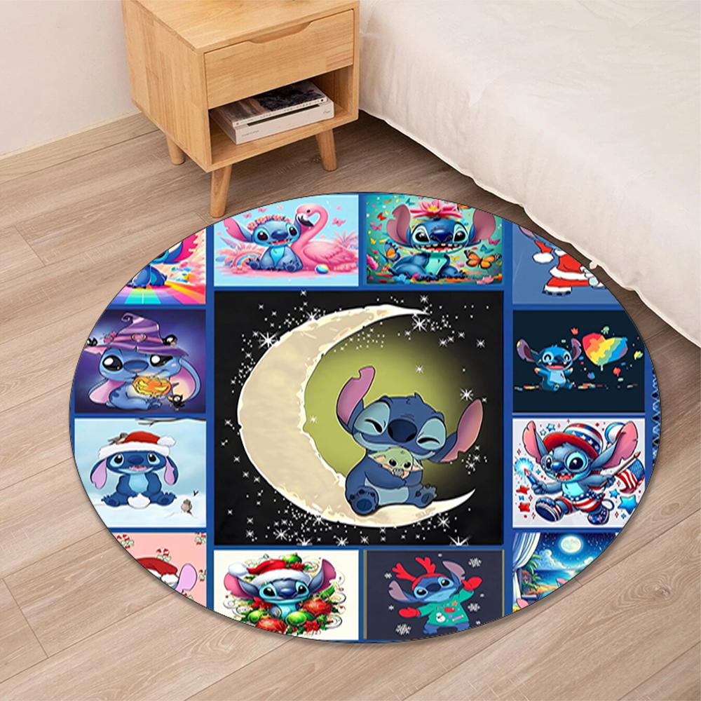 Stitch Printed Round Rug Carpet Chair Rug Area Rug Entryway Doormats,for Office Chair Living Room Bedroom Kitchen Room.