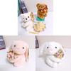 Plush Bunny Rose Arrangement Table Decor With Keychain For Gift And Home Decor