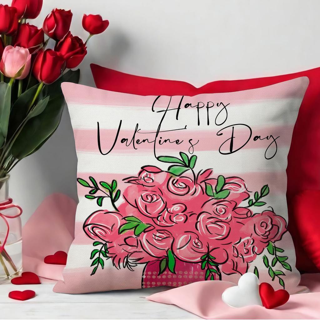 Valentine's Day Pillow Love Flower Combination Pillow Living Room Versatile and Comfortable Sofa Pillow Cover
