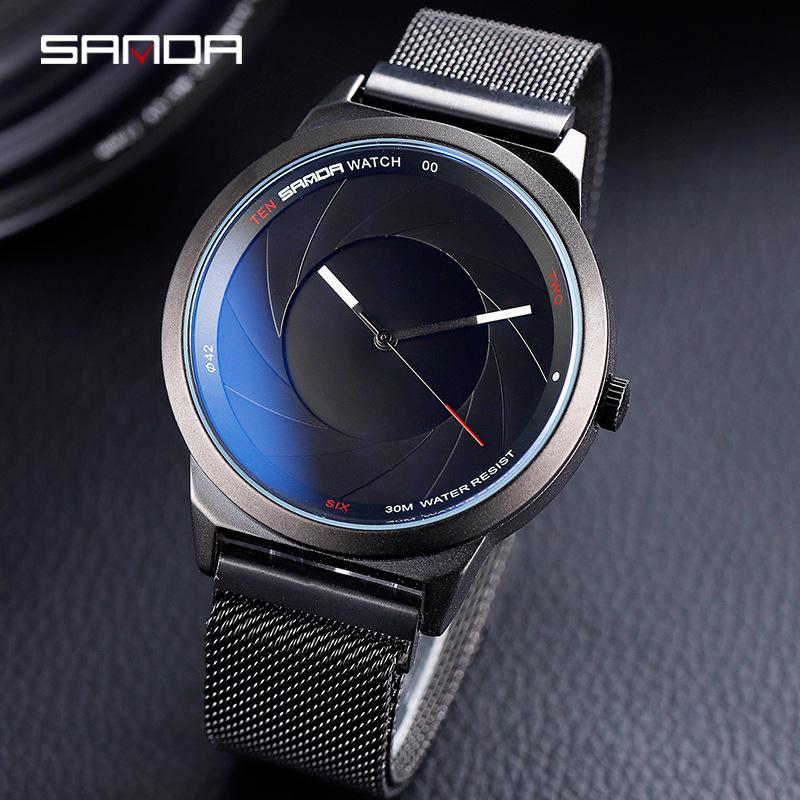 Sanda Ultra-Thin Quartz Couple Watches: Waterproof, Trendy Mesh Strap for Men & Women