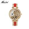 MISSFOX Women Quartz Watch Fashion Bling Casual Ladies Watch Female Quartz Gold Watch Crystal Diamond Leopard For Women Clock