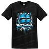Botswana Flag T Shirt Blue Black White Grunge Lightning Patriotic Graphic Tee