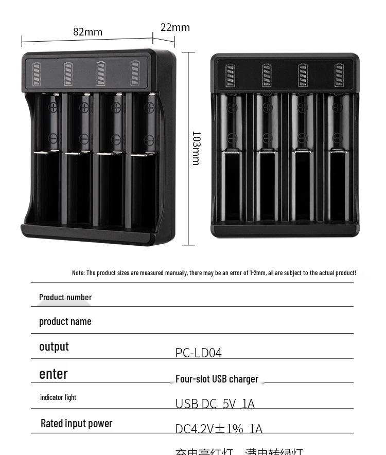Smart Fast Charger for 18650 & 21700 Lithium Batteries with Multi-Slot and Indicator Light
