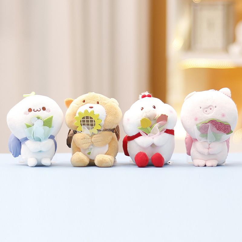 Budding Plush Pop Keychain Animal Bear Duck Pig Doll Pendant Gift Decoration