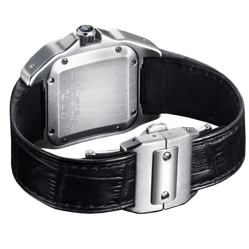 Genuine Leather Watch Band for Cartier Sandoz Strap Santos100 Men's Women's Folding Buckle Strap