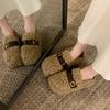 Fluffy Warm Fluffy Shoes for Women's 2025 New Winter Thick-soled Belt Buckle, Fleece Warm One-pedal Cotton Shoes