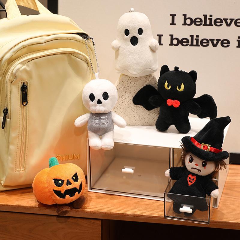 Halloween Bat Witch Pumpkin Ghost Plush Pendant Toys Soft Stuffed Dolls Party Home Decoration Holiday Gift