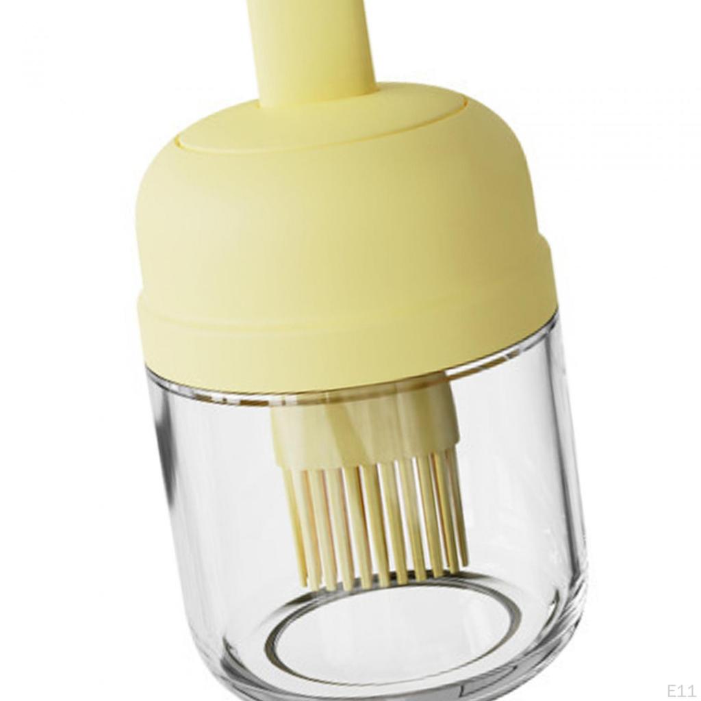 Glass Bottle And Silicone Brush, Measuring Container, Honey/Sauce