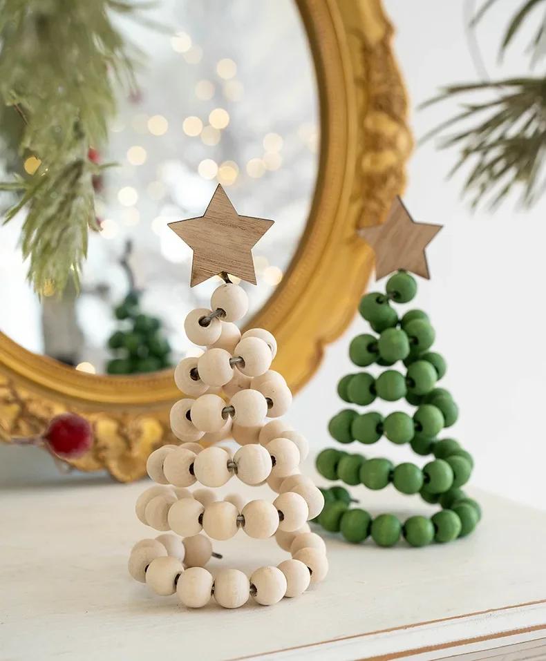 Christmas Decoration Ornaments High-end Nordic Ins Wooden Christmas Tree Tabletop Ornaments Decoration Ornaments Luxury Decor