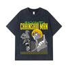 275 GSM Washed T-shirts 100% Cotton Chainsaw Man V45 Denji Print Unisex Heavy Cotton T Shirt