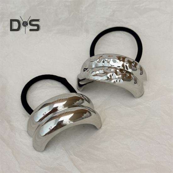 Women Headband Geometric Metal Decor High Elastic Hair Tie Versatile Styling Hair Rope Hair Accessories