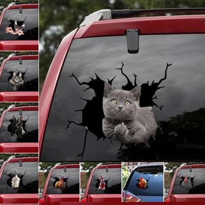 Αυτοκόλλητο ΑΥΤΟΚΙΝΗΤΟΥ 3DCAT/DOG Cartoon στυλ τοίχου αυτοκινήτου γυάλινη πόρτα σπιτιού Φορτηγό Αυτοκόλλητα βινυλίου