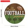2D Flat 20cm1pc Hello Football Season Round Wooden Wall Hanging Decor -Retro football sport Vintage Wooden Pendant, Good blessing atmosphere Home