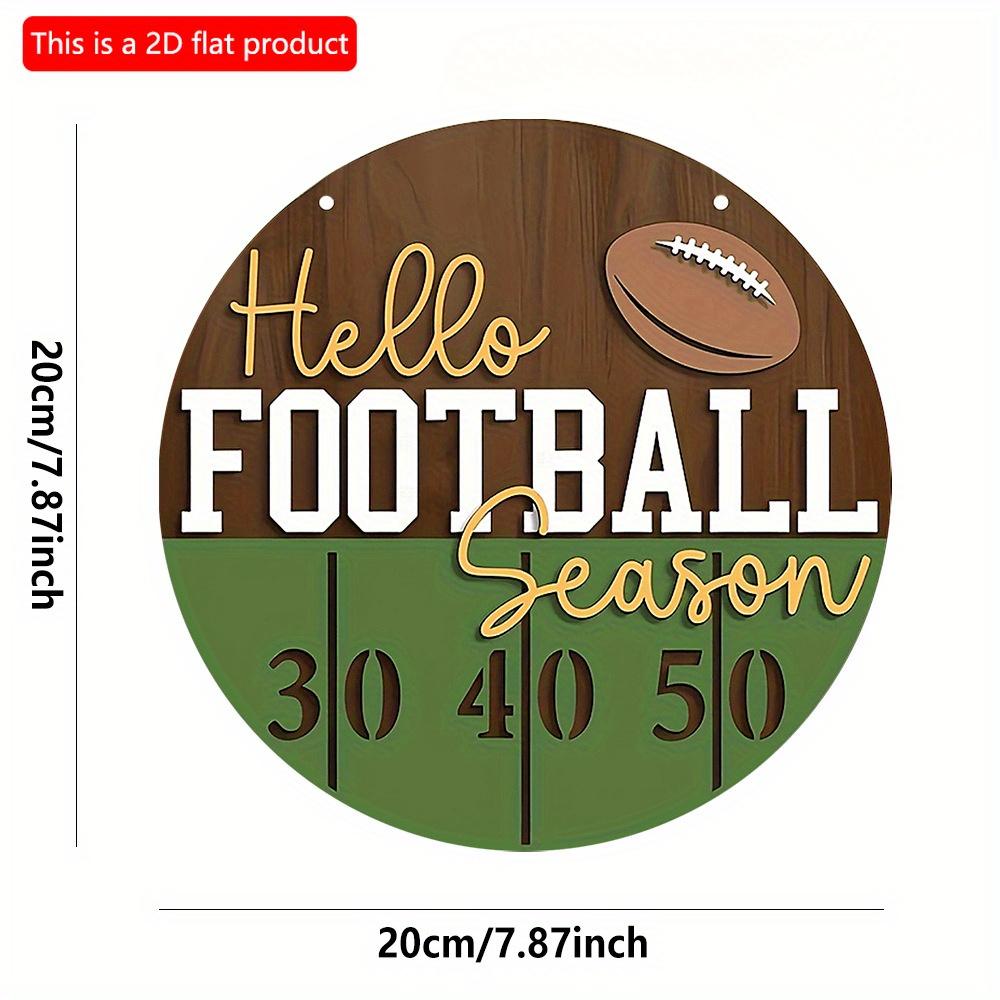 

2D плоский 20 см 1 шт Привет футбольный сезон круглый деревянный настенный декор - ретро футбольный спорт винтажный деревянный кулон, хорошая благословенная атмосфера для дома 20*20cm