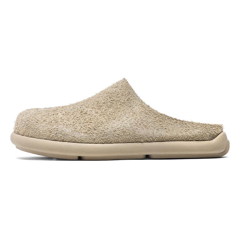 

Высококачественные летние мюли из замшевой кожи в британском стиле для мужчин и женщин, хаки-коричневые, для повседневной носки, уличные тапочки, обувь на плоской подошве 46 хаки