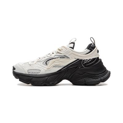 Li Ning Xingji Tejido Amortiguación Antideslizante Resistente a la Abrasión Transpirable Caña Baja Zapatillas Chunky para Mujer AGCU372-6