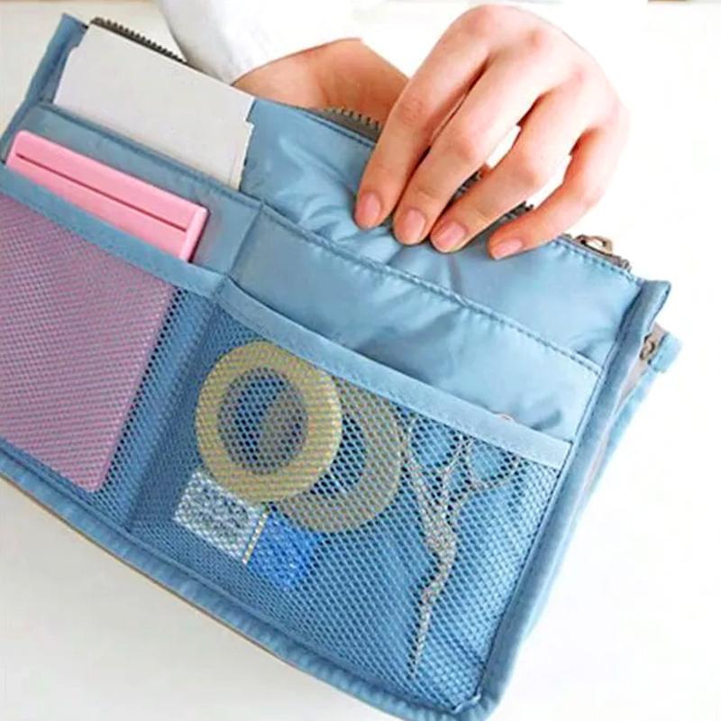 1Pc with Double Zippers Multifunctional Large Capacity Portable Storage Bag Folding Women's Makeup Bag Polyester