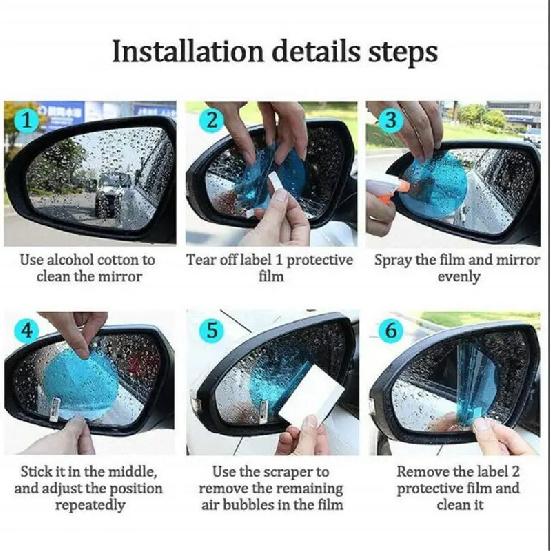 Car Stickers Rainproof Film For Car Rearview Mirror Car Rearview Mirror Rain Film Clear Sight In Rainy Days 4PCS