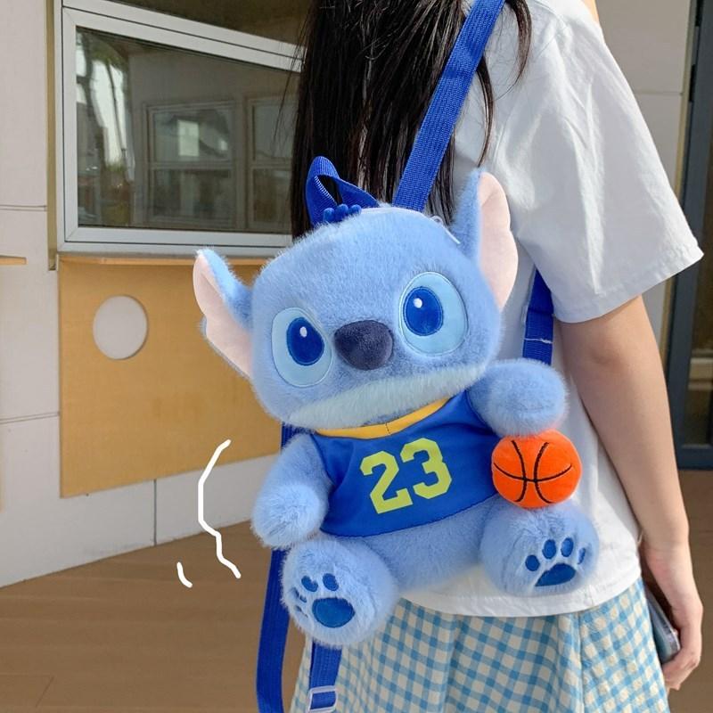 Blue Basketball Cute And Football Design Plush Backpack Children For