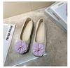 Women's Plus Size Bow Flower Color-block Square-toe Flat Shoes