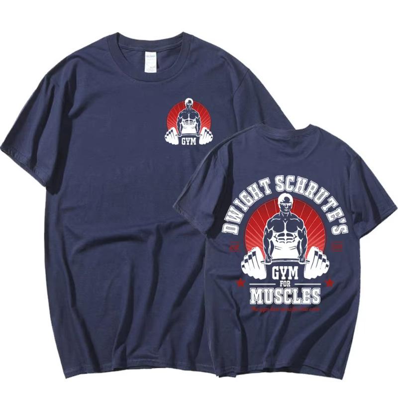 Dwight Schrute Palestra Per Muscoli T-shirt A Doppia Faccia Serie TV The Office Michael Scott T-shirt A Maniche Corte Unisex Maglietta in Cotone