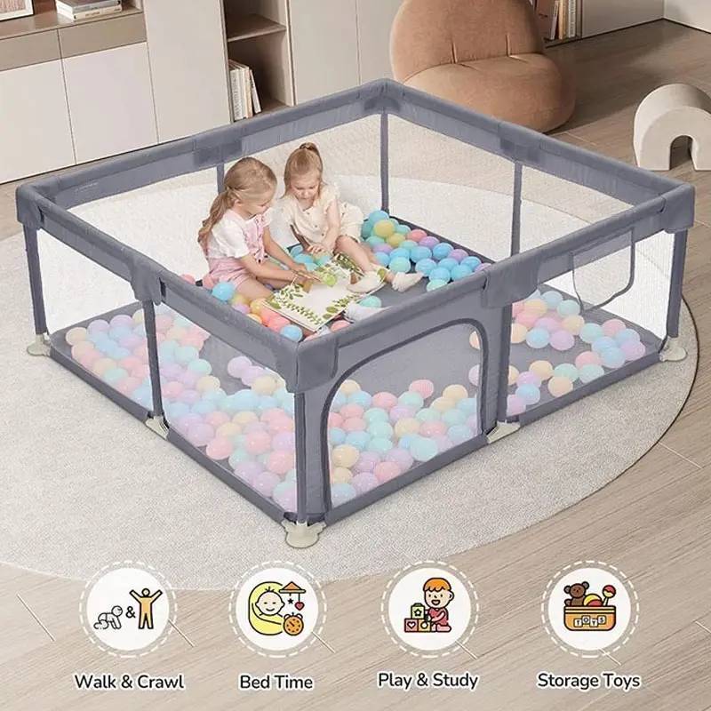 Baby Safety Fencing Playpen Indoor Gate With Ocean Ball And Hand Pull For Crawling And Learning