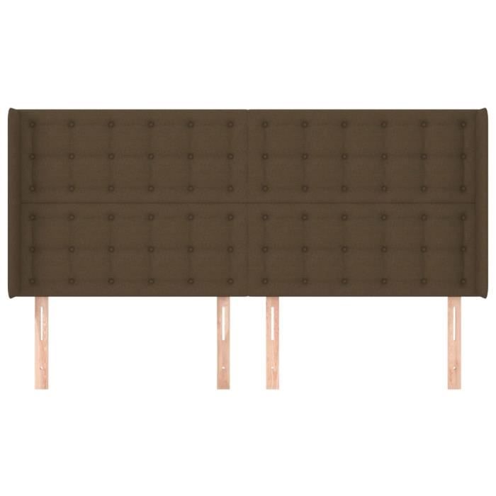 VidaXL Tête de lit avec oreilles Marron foncé 203x16x118-128 cm Tissu3120039