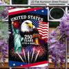 2D Flat Decorative 8×12 Inch Aluminum Plaque Metal Sign | 250 Years of Freedom (1776-2026): Statue of Liberty, Bald Eagle & American Flag Pattern