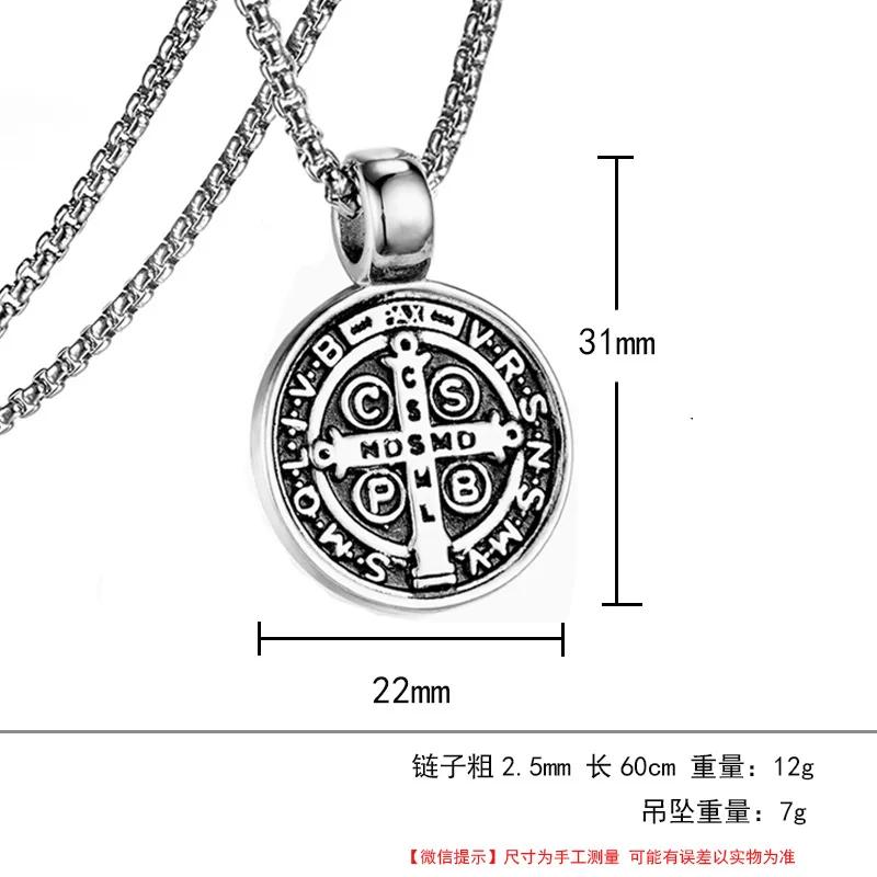 Santo St em aço inoxidável. Colar Benedict Medalha de San Benito Colar Masculino Mulheres Espiritual Virgem Maria Pingente Colar Para Homens