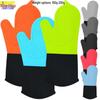 Nine Likes Thick Short Silicone Oven Gloves - Heat Resistant Kitchen Mitts with Two-Finger Design for Baking and Cooking