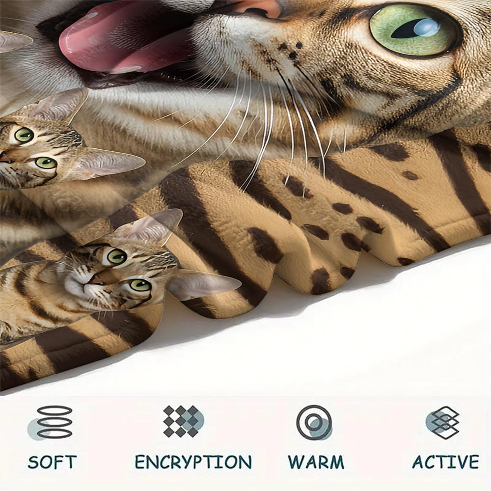 1 Stück Süße Katze 3D-Druck Flanelldecke, Hohe Qualität, Bequem für alle Jahreszeiten, Heimdekoration, Wärme und Komfort, Perfekt für Geschenke