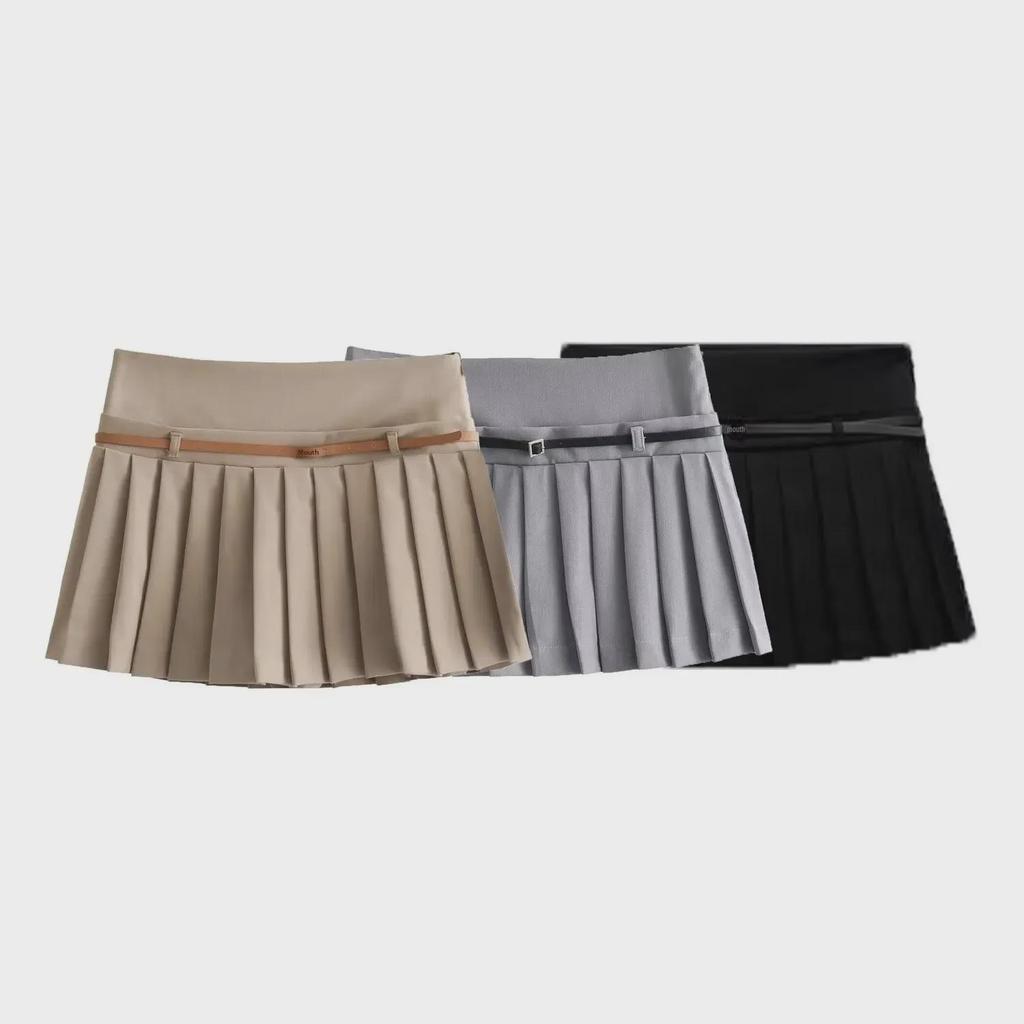 Women's Autumn 2024 High Waist Three-Color Pleated Skirt Pants - European and American Fashion Style