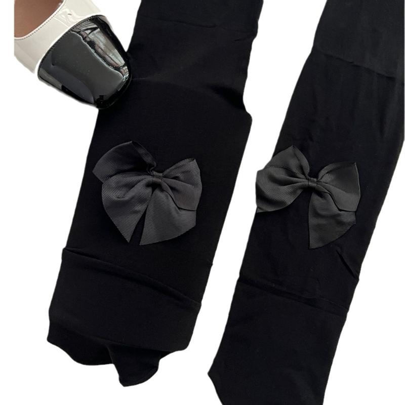 Women Lolita Pantyhose Big Bowknot Nylon Tights for Woman Ultra Thin Female Hosiery JK Sexy Ladies Bottomed Leggings White Black