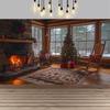 Christmas Red Curtain Decoration Backdrop Winter Snow Scenery Fireplace Santa Claus Photography Backdrop Holiday Party Supplies