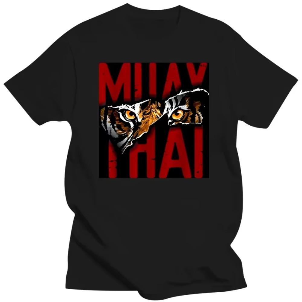 Novelty Men's Muay Thai Tiger T Shirts Short Sleeved Crewneck Cotton T-shirt Leisure Thailand Martial Art Fighter Spirit Tee Top