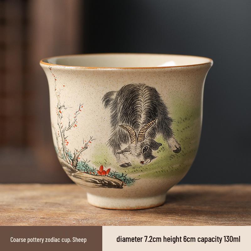 Hand-Painted Zodiac Tea Tasting Cup Set - Retro Style Chinese Handmade Master Cups