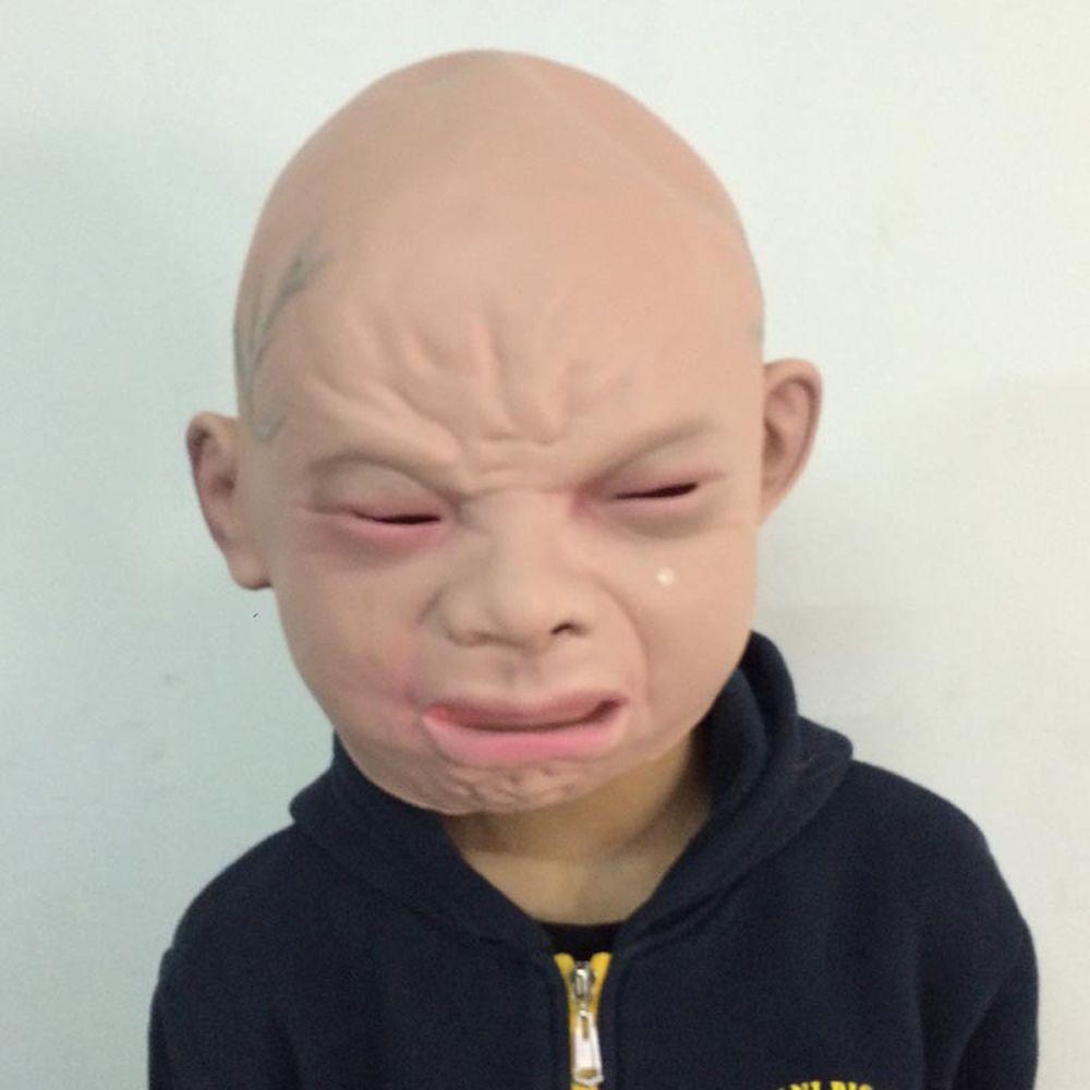 Funny Doll Halloween Costumes Full Head for Adults Latex Mask Crying Baby Mask Crying Face Mask