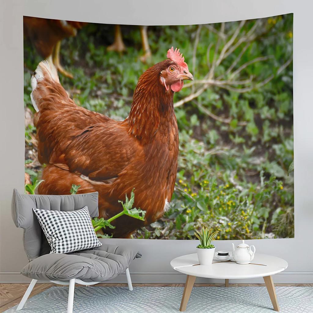 Farm Chicken Tapestry Funny Rooster  Animal Art  Home Living Room Bedroom Wall